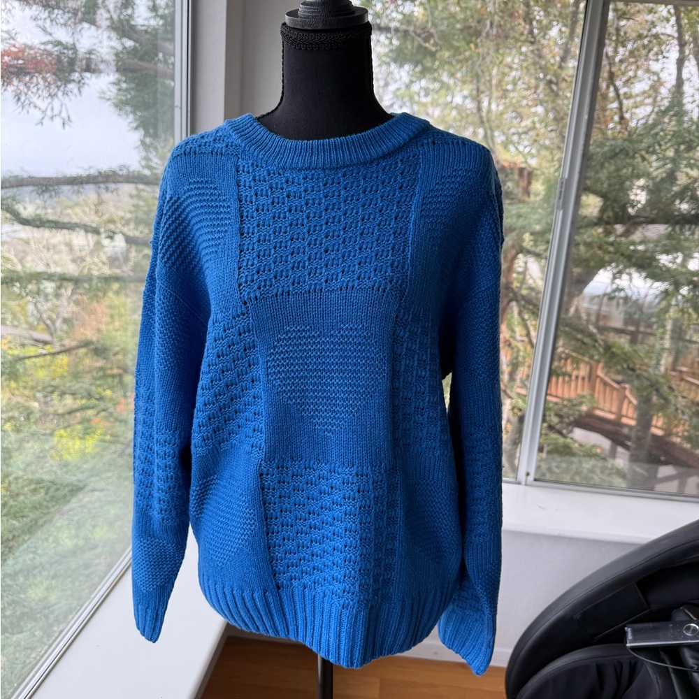 NWT ICHI Royal Blue Crewneck Knit Sweater - Scandi Style - Small